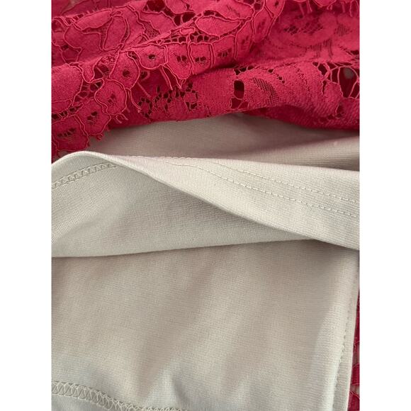 City Chic Lace Whisper Dress Sz XL 22 Raspberry Nude Midi Wedding Guest Sexy NWT - Picture 4 of 13